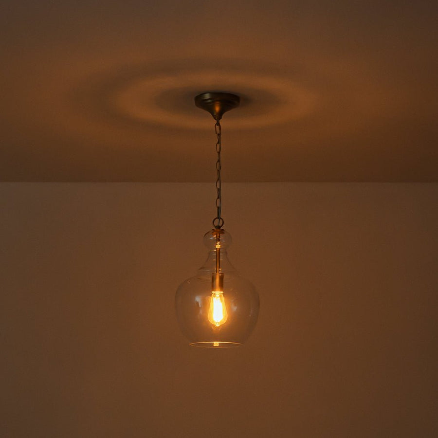 Farmhouze Light - Modern Farmhouse Bell Glass Shade Single Pendant Light - Pendant - Brass - 