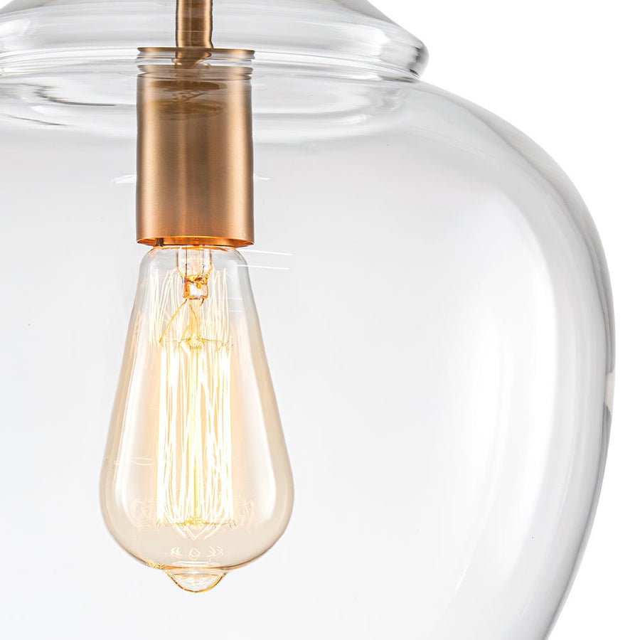Farmhouze Light - Modern Farmhouse Bell Glass Shade Single Pendant Light - Pendant - Brass - 