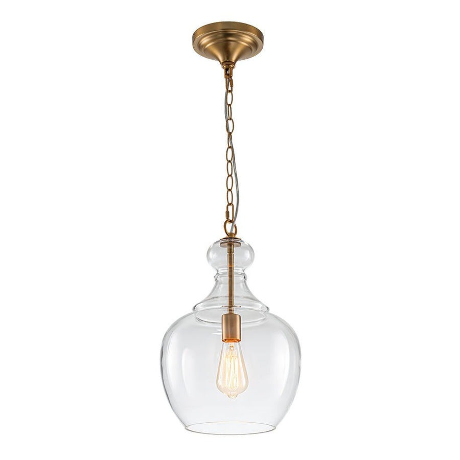 Farmhouze Light - Modern Farmhouse Bell Glass Shade Single Pendant Light - Pendant - Brass - 