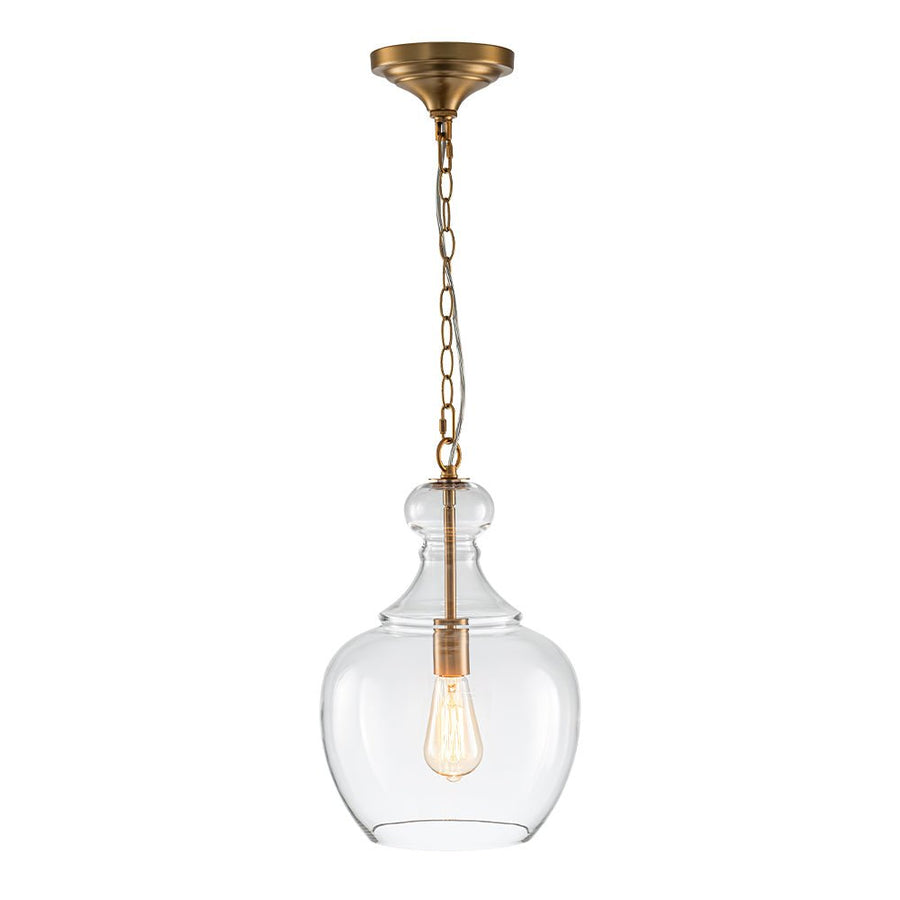 Farmhouze Light - Modern Farmhouse Bell Glass Shade Single Pendant Light - Pendant - Brass - 