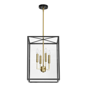 Farmhouze Light - Modern Farmhouse Black Brass Glass Square Lantern Chandelier - Chandelier - 4 - Light - 