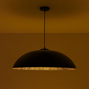 Farmhouze Light - Modern Farmhouse Black Saucer Oversized Dome Pendant - Chandelier - 30.7 in - 