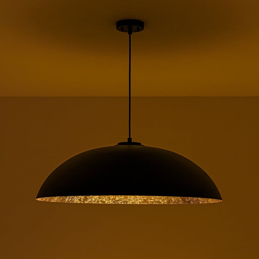 Farmhouze Light - Modern Farmhouse Black Saucer Oversized Dome Pendant - Chandelier - 30.7 in - 