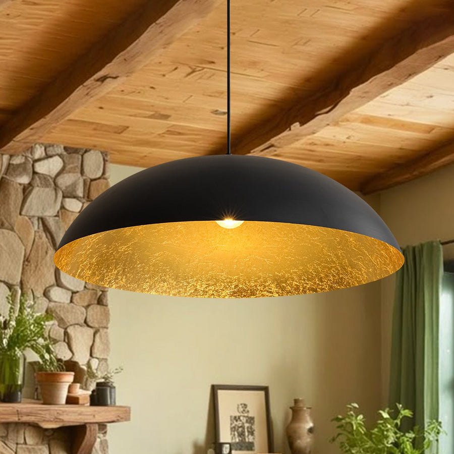 Farmhouze Light - Modern Farmhouse Black Saucer Oversized Dome Pendant - Chandelier - 30.7 in - 