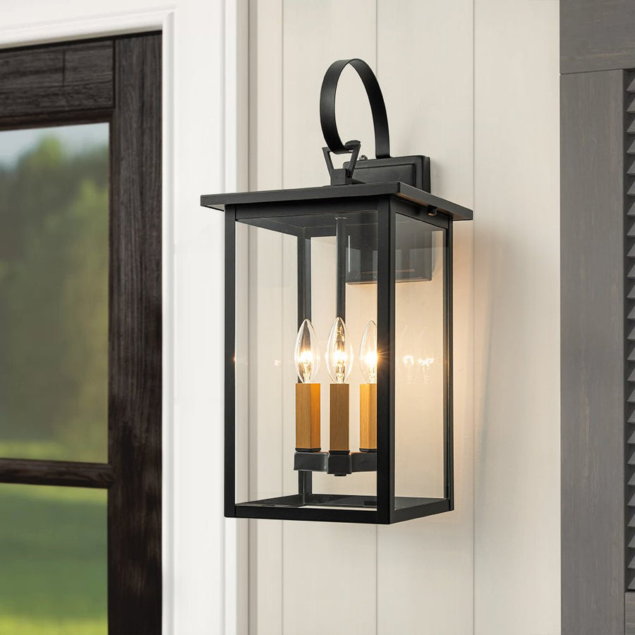 Farmhouze Light - Modern Farmhouse Candle Style Lantern Outdoor Wall Lamp - Wall Sconce - 3 - Light - 