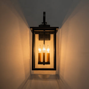 Farmhouze Light - Modern Farmhouse Candle Style Lantern Outdoor Wall Lamp - Wall Sconce - 3 - Light - 