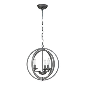 Farmhouze Light - Modern Farmhouse Candle Style Metal Orb Chandelier - Chandelier - Black - Silver - 