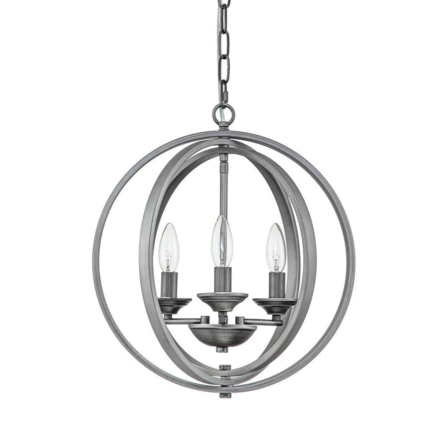 Farmhouze Light - Modern Farmhouse Candle Style Metal Orb Chandelier - Chandelier - Black - Silver - 