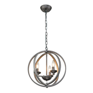 Farmhouze Light - Modern Farmhouse Candle Style Metal Orb Chandelier - Chandelier - Black - Silver - 