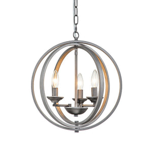 Farmhouze Light - Modern Farmhouse Candle Style Metal Orb Chandelier - Chandelier - Black - Silver - 