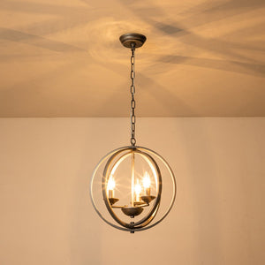 Farmhouze Light - Modern Farmhouse Candle Style Metal Orb Chandelier - Chandelier - Black - Silver - 