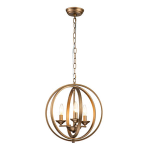 Farmhouze Light - Modern Farmhouse Candle Style Metal Orb Chandelier - Chandelier - Brass - 