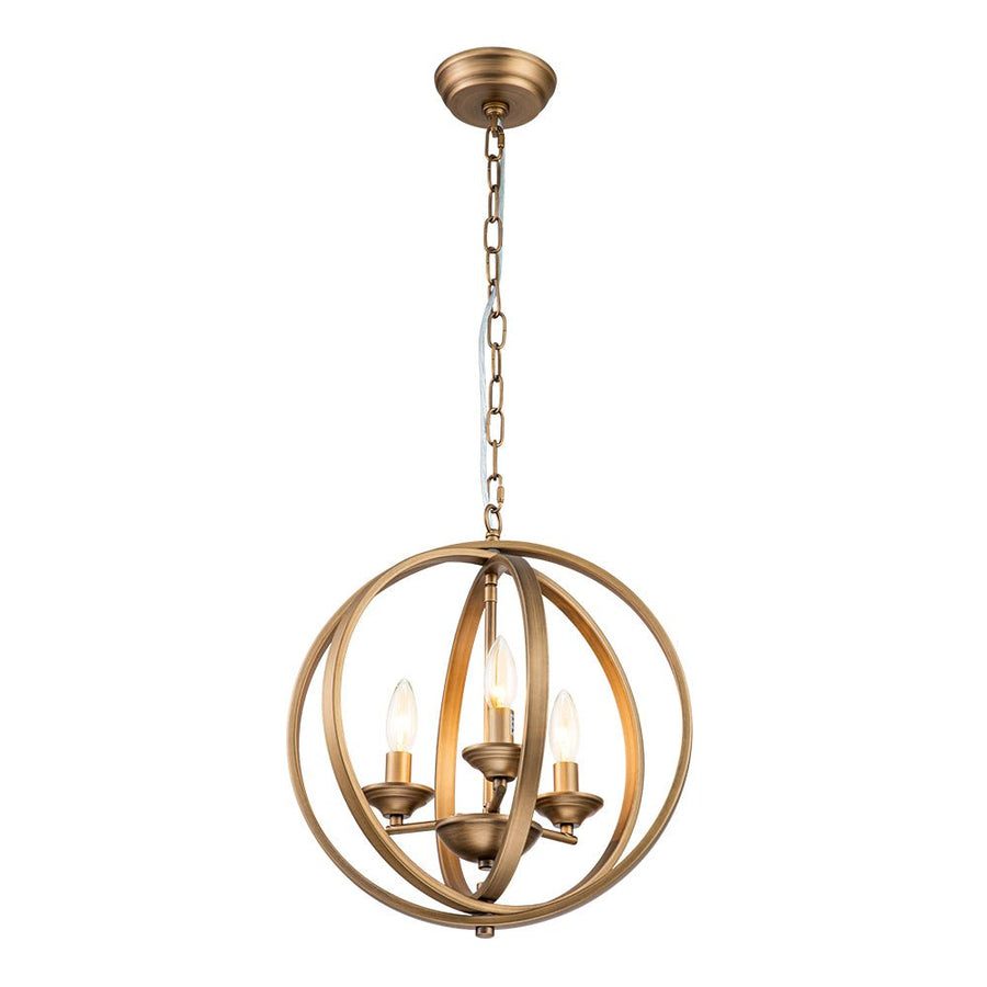 Farmhouze Light - Modern Farmhouse Candle Style Metal Orb Chandelier - Chandelier - Brass - 