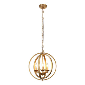 Farmhouze Light - Modern Farmhouse Candle Style Metal Orb Chandelier - Chandelier - Brass - 