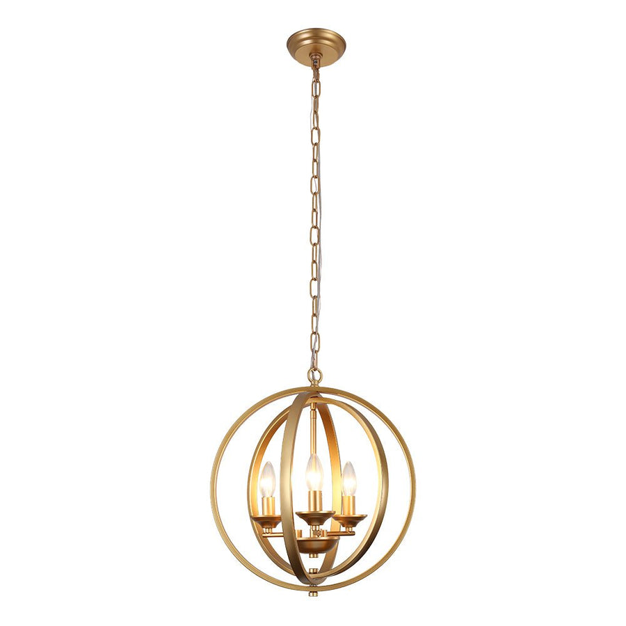 Farmhouze Light - Modern Farmhouse Candle Style Metal Orb Chandelier - Chandelier - Brass - 