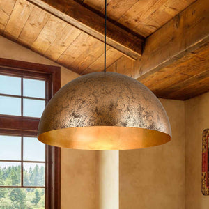 Farmhouze Light - Modern Farmhouse Oversized Dome Pendant - Chandelier - Rusty Gold - 23 in. - L