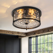 Load image into Gallery viewer, Farmhouze Light-Modern Farmhouse Round Hammered Glass Drum Ceiling Light-Ceiling Light-Black-
