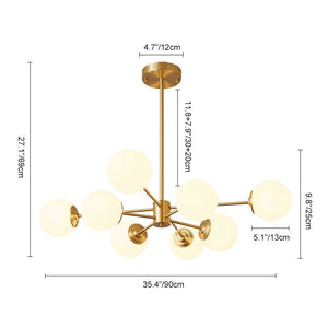 Farmhouze Light - Modern Frosted Glass Bubble Brass Sputnik Chandelier - Chandelier - 12 - Light - 