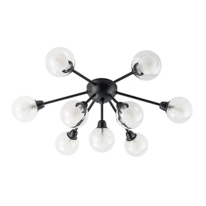 Farmhouze Light - Modern Glass Globe Sunburst Semi Flush Mount Ceiling Light - Ceiling Light - Black - 