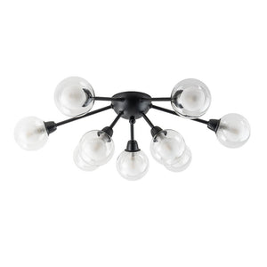 Farmhouze Light - Modern Glass Globe Sunburst Semi Flush Mount Ceiling Light - Ceiling Light - Black - 