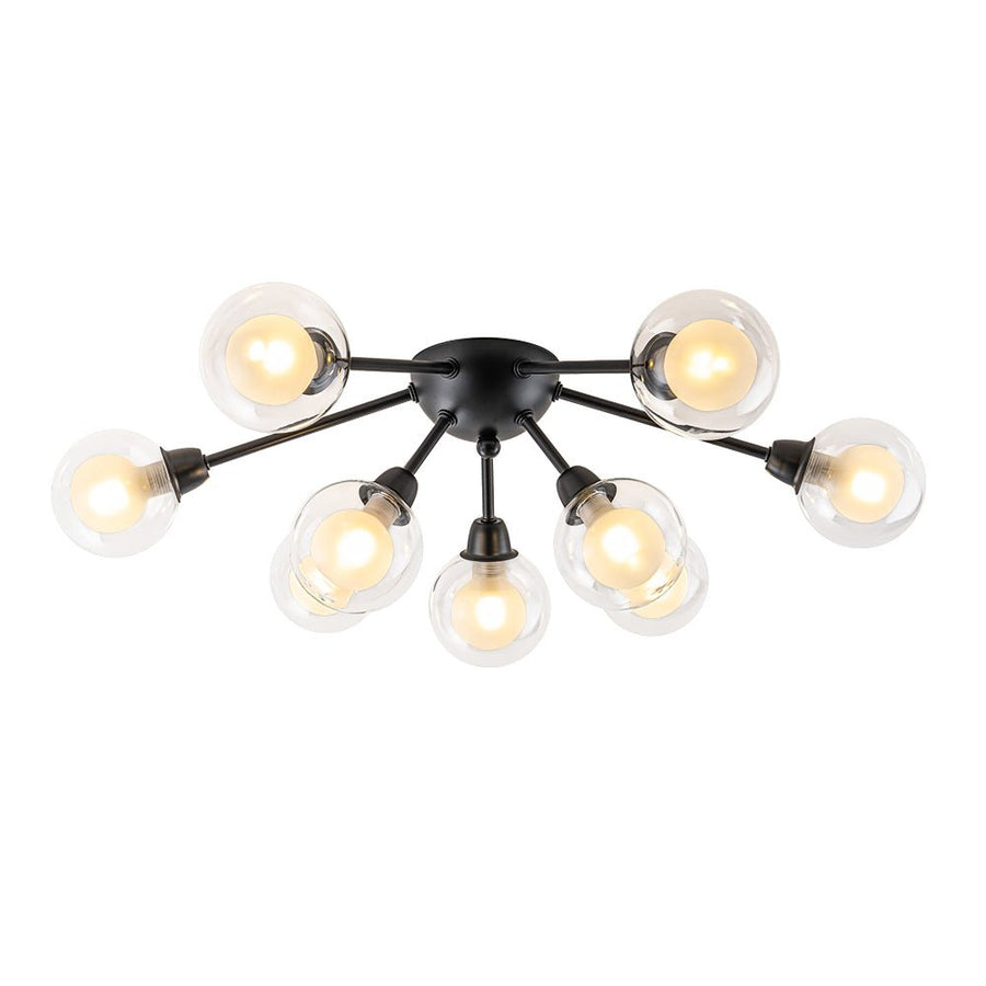 Farmhouze Light - Modern Glass Globe Sunburst Semi Flush Mount Ceiling Light - Ceiling Light - Black - 