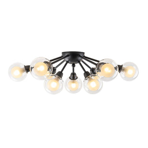 Farmhouze Light - Modern Glass Globe Sunburst Semi Flush Mount Ceiling Light - Ceiling Light - Black - 