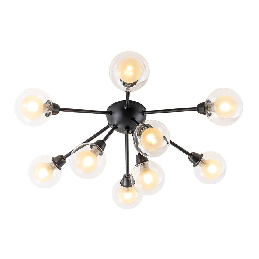 Farmhouze Light - Modern Glass Globe Sunburst Semi Flush Mount Ceiling Light - Ceiling Light - Black - 