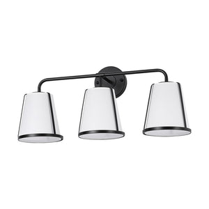 Farmhouze Light - Modern Gold Opal Glass Shade 3 - Light Vanity Lamp - Wall Sconce - Black - 