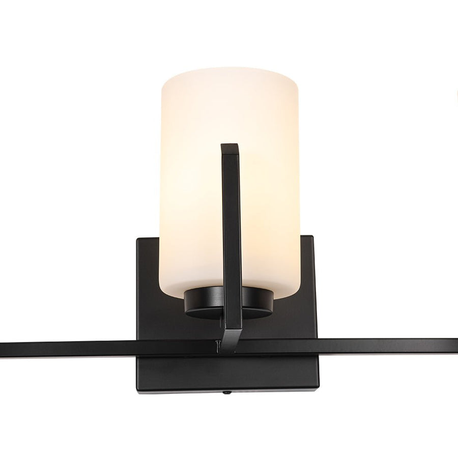 Farmhouze Light - Modern Gold Opal Glass Shade 3 - Light Vanity Lamp - Wall Sconce - Black - 