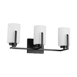 Farmhouze Light - Modern Gold Opal Glass Shade 3 - Light Vanity Lamp - Wall Sconce - Black - 