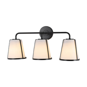Farmhouze Light - Modern Gold Opal Glass Shade 3 - Light Vanity Lamp - Wall Sconce - Black - 