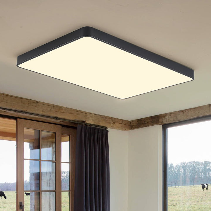 Farmhouze Light - Modern Large Rectangular Dimmable LED Ceiling Light - Ceiling Light - Black - 