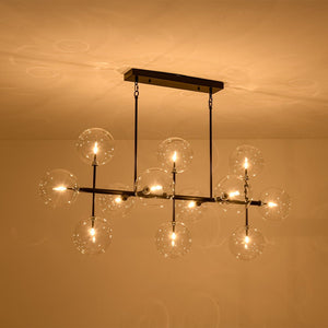 Farmhouze Light - Modern Linear Sputnik Clear Glass Globe Island Chandelier - Chandelier - Black - 