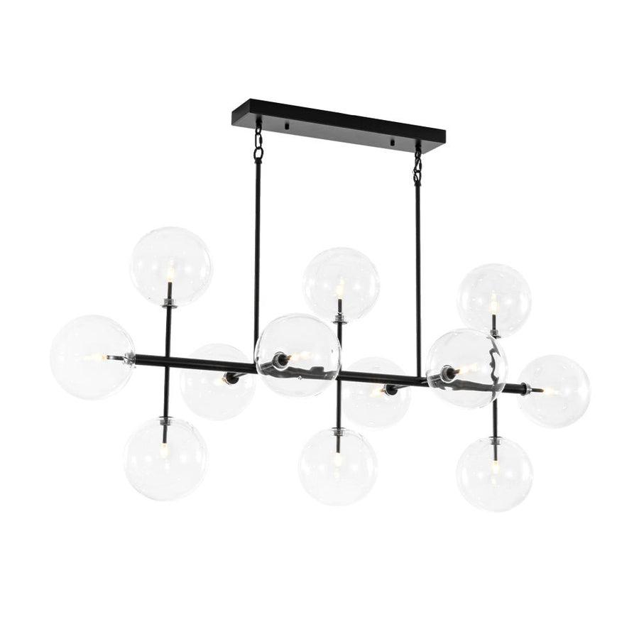 Farmhouze Light - Modern Linear Sputnik Clear Glass Globe Island Chandelier - Chandelier - Black - 