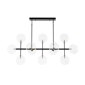 Farmhouze Light - Modern Linear Sputnik Clear Glass Globe Island Chandelier - Chandelier - Black - 