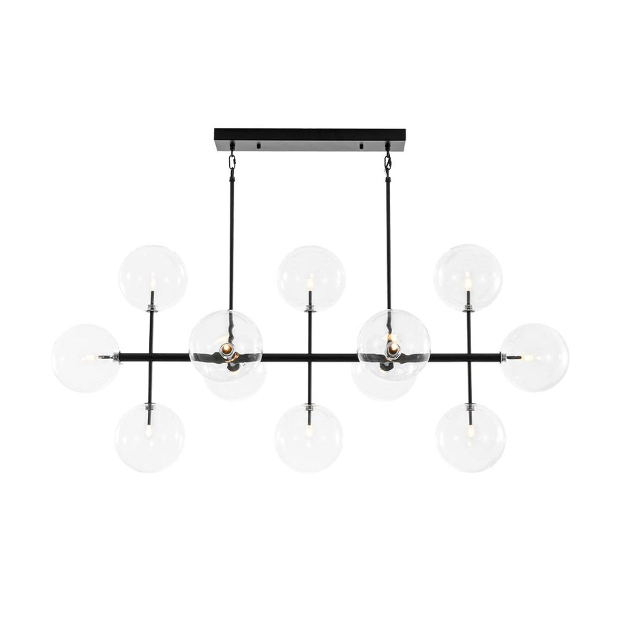 Farmhouze Light - Modern Linear Sputnik Clear Glass Globe Island Chandelier - Chandelier - Black - 
