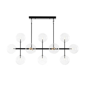 Farmhouze Light - Modern Linear Sputnik Clear Glass Globe Island Chandelier - Chandelier - Black - 