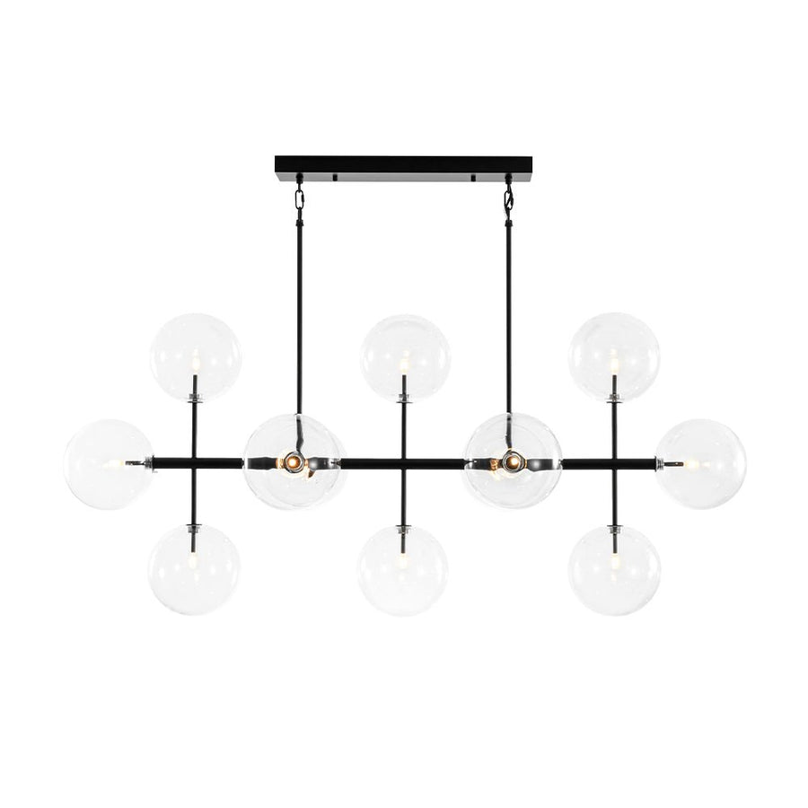 Farmhouze Light - Modern Linear Sputnik Clear Glass Globe Island Chandelier - Chandelier - Black - 