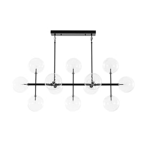 Farmhouze Light - Modern Linear Sputnik Clear Glass Globe Island Chandelier - Chandelier - Black - 