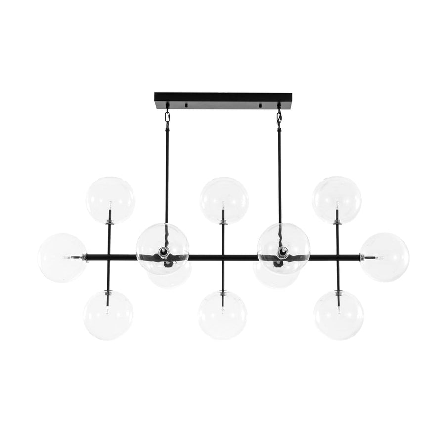 Farmhouze Light - Modern Linear Sputnik Clear Glass Globe Island Chandelier - Chandelier - Black - 