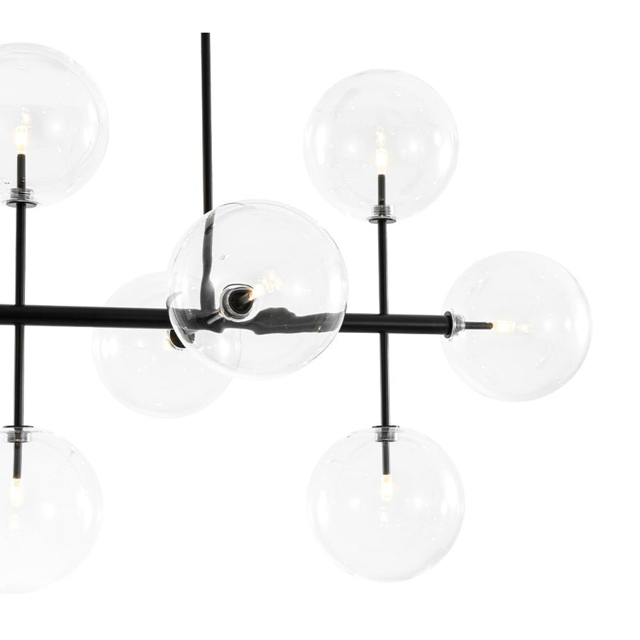 Farmhouze Light - Modern Linear Sputnik Clear Glass Globe Island Chandelier - Chandelier - Black - 