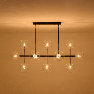 Farmhouze Light - Modern Linear Sputnik Clear Glass Globe Island Chandelier - Chandelier - Black - 