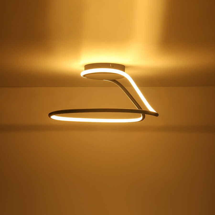 Farmhouze Light - Modern Linear Swirled Dimmable LED Semi Flush Ceiling Light - Ceiling Light - 17 in - 