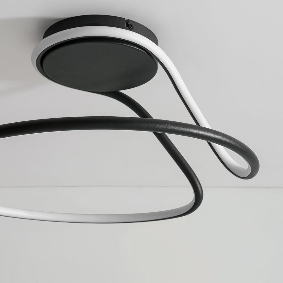 Farmhouze Light - Modern Linear Swirled Dimmable LED Semi Flush Ceiling Light - Ceiling Light - 17 in - 