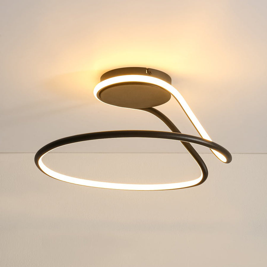 Farmhouze Light - Modern Linear Swirled Dimmable LED Semi Flush Ceiling Light - Ceiling Light - 17 in - 