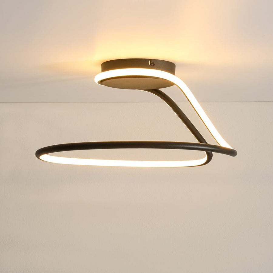 Farmhouze Light - Modern Linear Swirled Dimmable LED Semi Flush Ceiling Light - Ceiling Light - 17 in - 