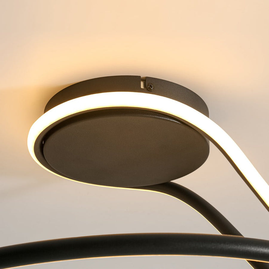 Farmhouze Light - Modern Linear Swirled Dimmable LED Semi Flush Ceiling Light - Ceiling Light - 17 in - 