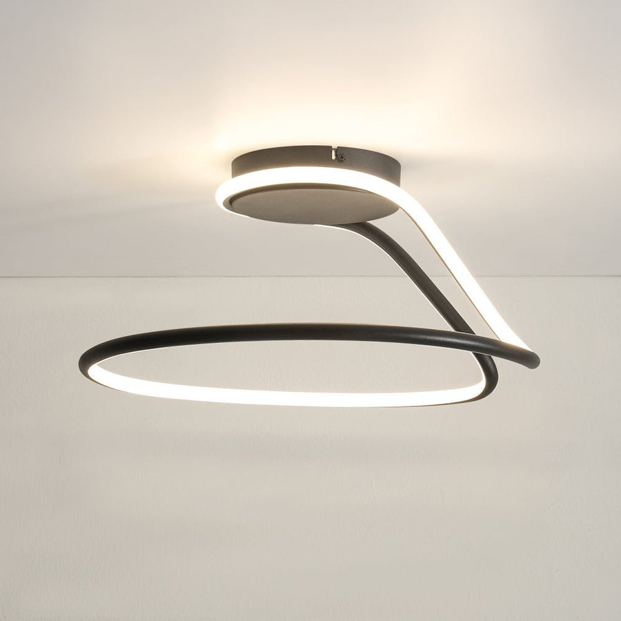 Farmhouze Light - Modern Linear Swirled Dimmable LED Semi Flush Ceiling Light - Ceiling Light - 17 in - 