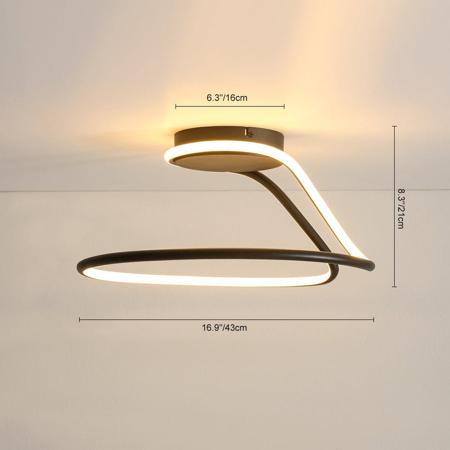 Farmhouze Light - Modern Linear Swirled Dimmable LED Semi Flush Ceiling Light - Ceiling Light - 17 in - 