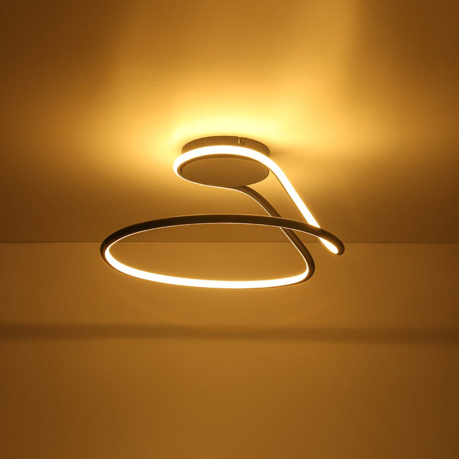 Farmhouze Light - Modern Linear Swirled Dimmable LED Semi Flush Ceiling Light - Ceiling Light - 17 in - 
